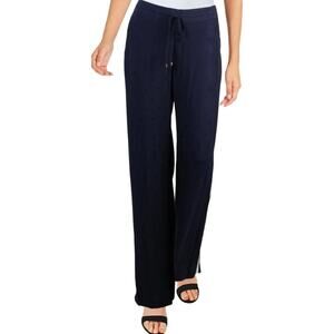Ralph Lauren Women's Navy Blue side stripe Wide leg pants drawstring nautical 8